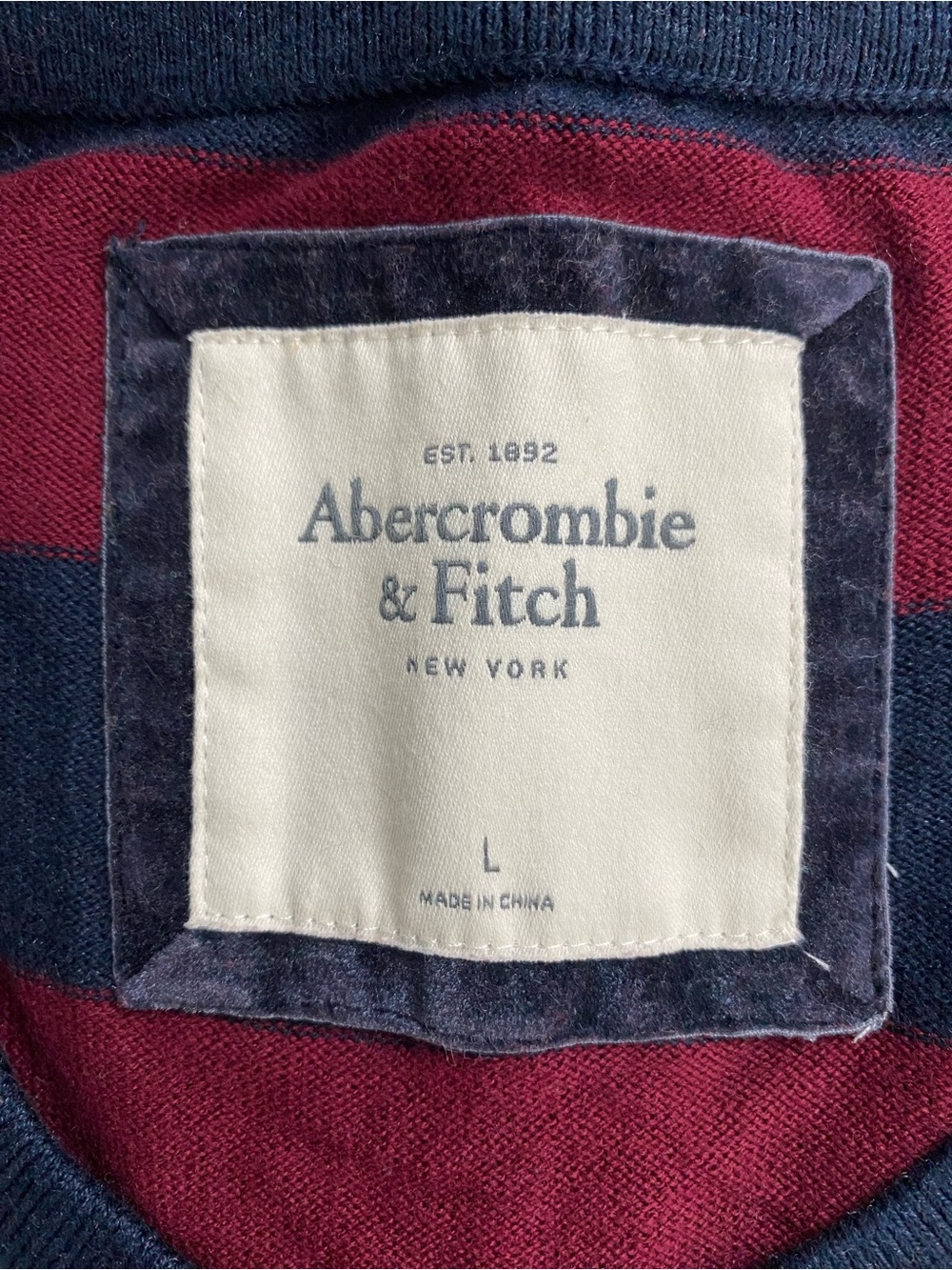 Abercrombie & Fitch Y2K Striped Bow Detail Long Sleeve Cardigan | Burgundy/Navy - Picture 13 of 16
